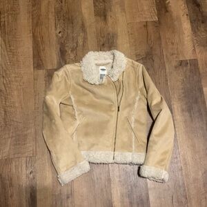 Girls Large Old Navy wool & suede jacket very soft & cozy